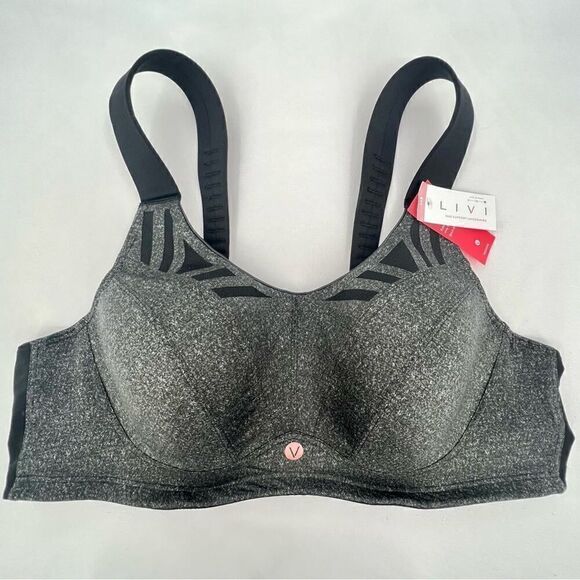 NWT LIVI High-Impact Wicking Max Support Grey Sports Bra Size 46B - Picture 2 of 11